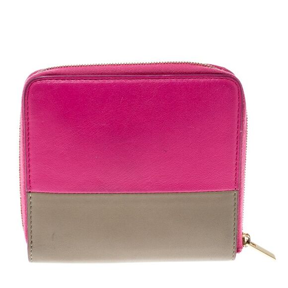 Celine Pink/Beige Leather Zip Around Compact Wallet - Picture 4 of 4